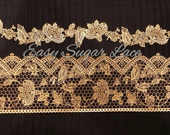 Claire Bowman ETERNITY 3D (2 piece set) Cake Lace Edible Sugar Lace - Free Shipping (Black, Gold, Silver, Pink, White)