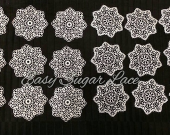 DOILY Cake Lace Edible Sugar Lace - FREE Shipping (Black, Gold, Silver, Pink, White) Edible Coffee Tea Doilies