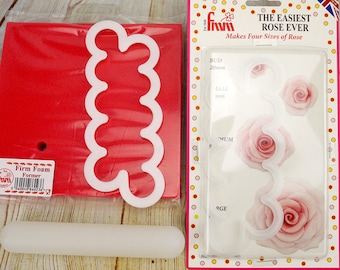 FMM 'The Easiest Rose Ever' Cutter, Red Foam Former & 6 Inch Rolling Pin Set - Free Shipping