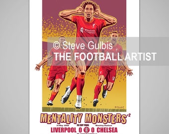 LIVERPOOL MENTALITY MONSTERS 2, Fa Cup Winners 2022, Giclee Art Print, Football Poster, Birthday, Home, Family, Soccer, Gift