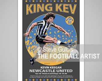 KING KEV Kevin Keegan, Football Legend, Giclee Art Print, Soccer, Gift