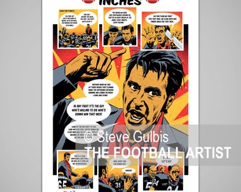 INCHES SPEECH, Any Given Sunday, Illustrated Inspirational Football Giclee Art Print, Football Poster, Al Pacino Wall Art, NFL, Gift