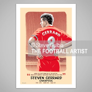 STEVEN GERRARD, Liverpool, Giclee Art Print, Football, Soccer, Gift