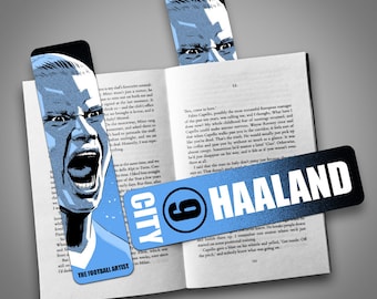 ERLING HAALAND Illustrated BOOKMARK, Manchester City, Football, Soccer, Gift.