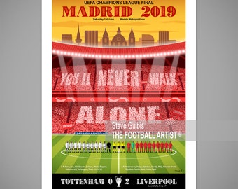 MADRID 2019 CHAMPIONS LEAGUE Football, Liverpool, Giclee Art Print, Soccer, Gift