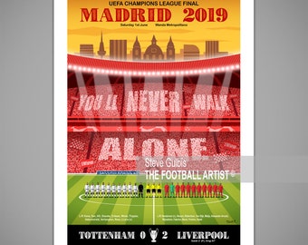 MADRID 2019, Liverpool Football Champions League Winners, Giclee Art Print, Poster, Soccer, Gift