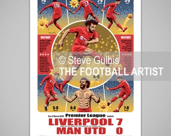 LIVERPOOL 7 MANCHESTER UTD 0, Anfield 2023, Premier League Football, Giclee Art Print, Liverpool Poster, Birthday, Family, Soccer, Gift
