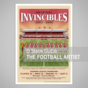 INVINCIBLES 2003-2004 HIGHBURY, Thierry Henry, Patrick Vieira, Dennis Bergkamp, Giclee Art Print, Football, Soccer, Gift