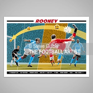 Wayne Rooney Bicycle Kick Art Print: Manchester Utd Memorabilia