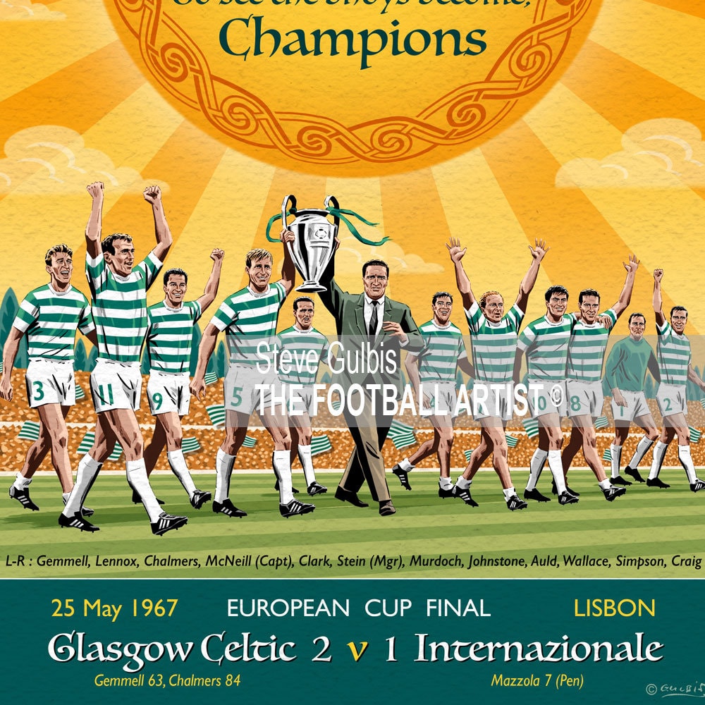 GLASGOW EUROPEAN CUP Champions 1967, Giclee Art Print, Lisbon Lions  Football Team, Soccer, Gift - Etsy, image size:1000x1000