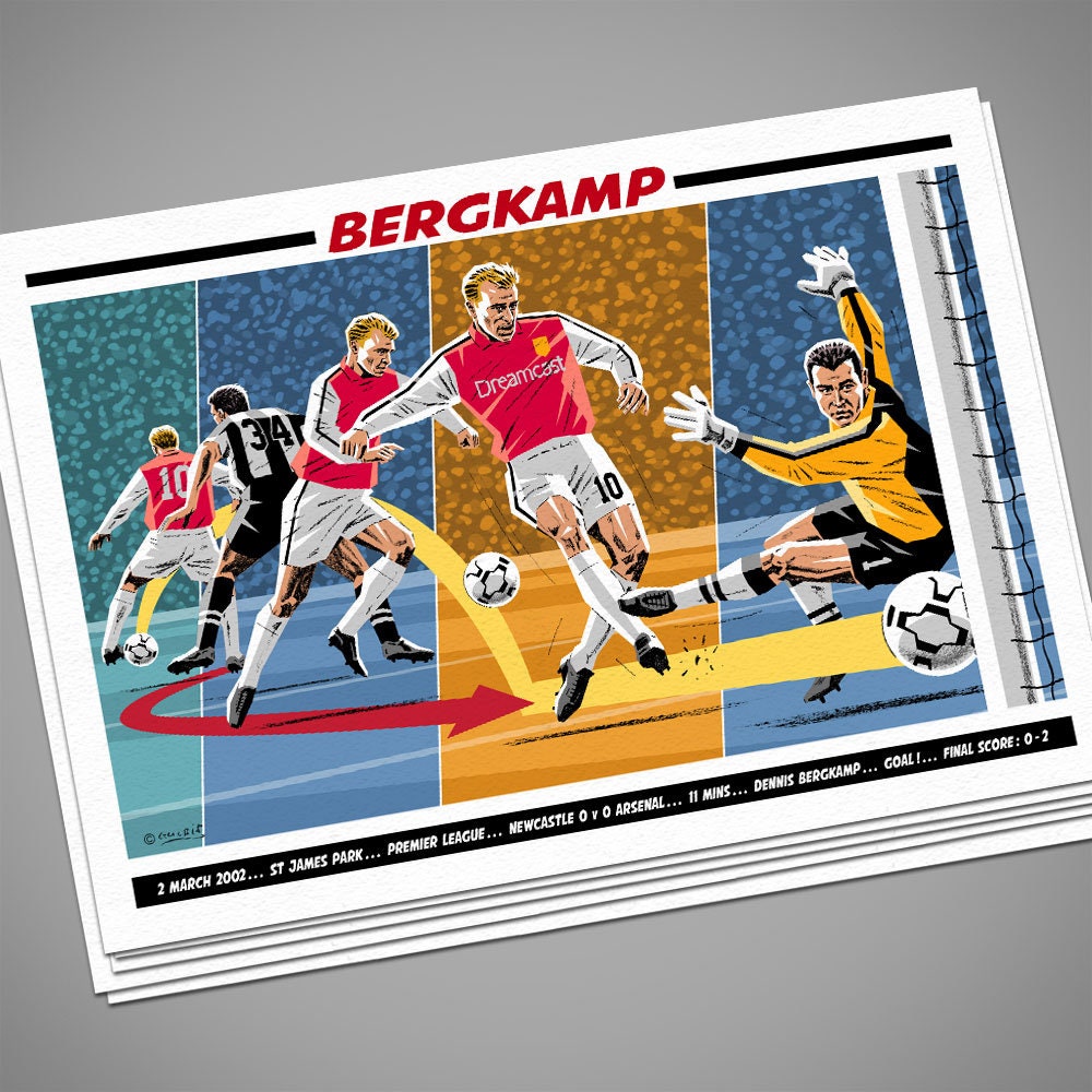 Impact, œuvre D'art Unique Créée Et Signée Par Dennis Bergkamp, Encadrée Blanc