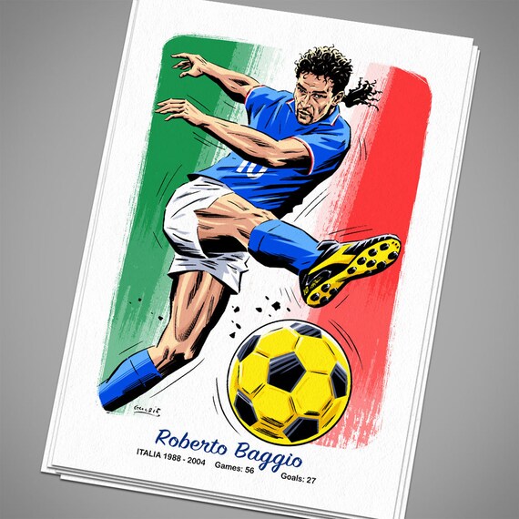 Roberto Baggio Italy World Cup Football Drawing Giclee Art Etsy Roberto Baggio Italy World Cup Football Drawing Giclee Art Etsy