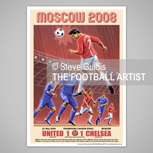MOSCOW 2008 CRISTIANO RONALDO Manchester Utd v Chelsea, Football Champions League Final, Giclee Art Print, Soccer, Gift