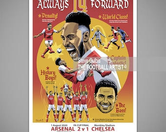 ALWAYS FORWARD 14, 2020 FA Cup Final Winners, Arsenal Football Giclee Art Print, Soccer, Gift