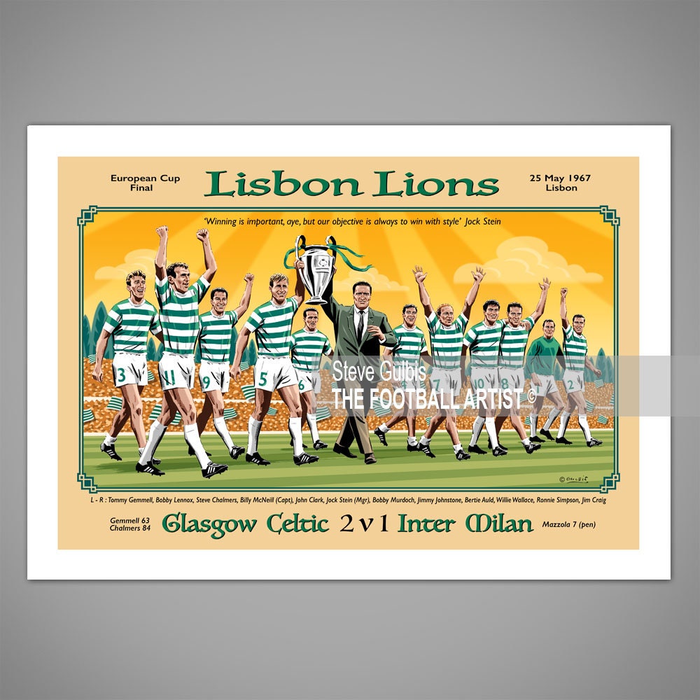 Celtic Legend Billy McNeill Trophy Lisbon Lions Poster 