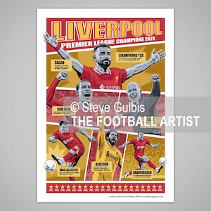 LIVERPOOL LEAGUE CHAMPIONS 2025, Giclee Art Print, Football, Soccer, Gift