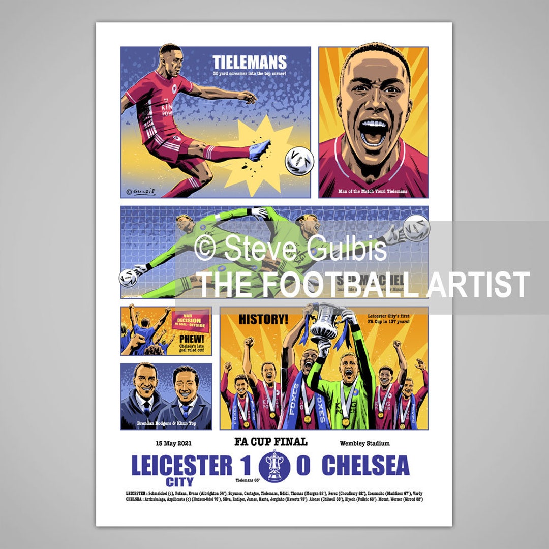 LEICESTER V CHELSEA 2021 FA Cup Final, Giclee Art Print, Leicester City