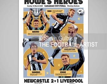 NEWCASTLE UNITED CARABAO Cup Winners 2025 Signed Autograph Photo Print - View #2
