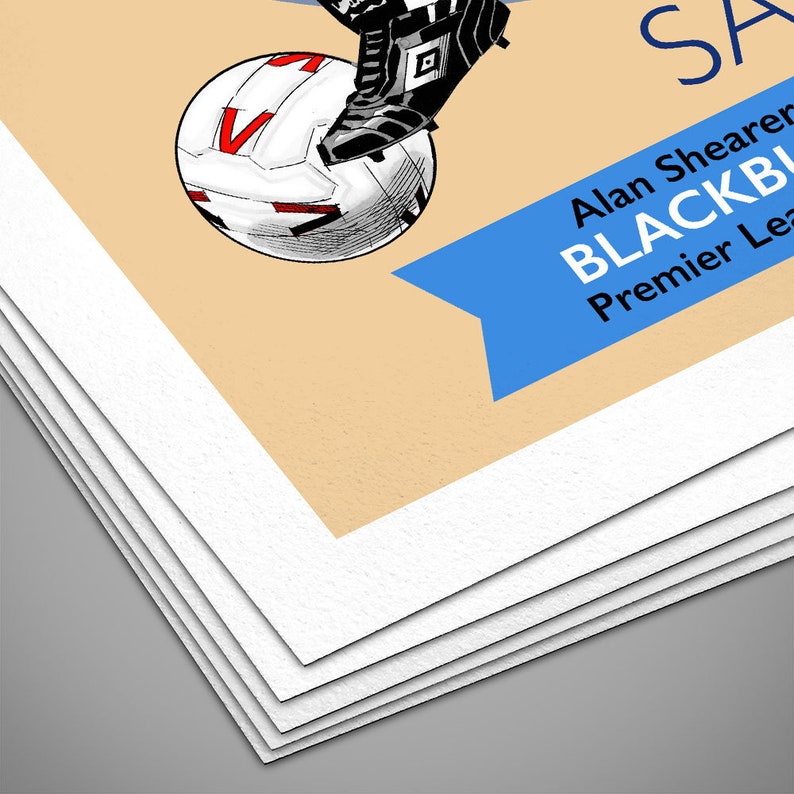 SUTTON /& SHEARER Blackburn Rovers League Champions 1995 Giclee Art Print Birthday Blackburn Rovers Poster Fathers Day Gift