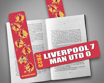 LIVERPOOL 7 MAN UTD 0, Illustrated Bookmark, Salah, Gakpo, Darwin, Liverpool Football Gift, Birthday, Christmas, Home, Family, Soccer, Gift