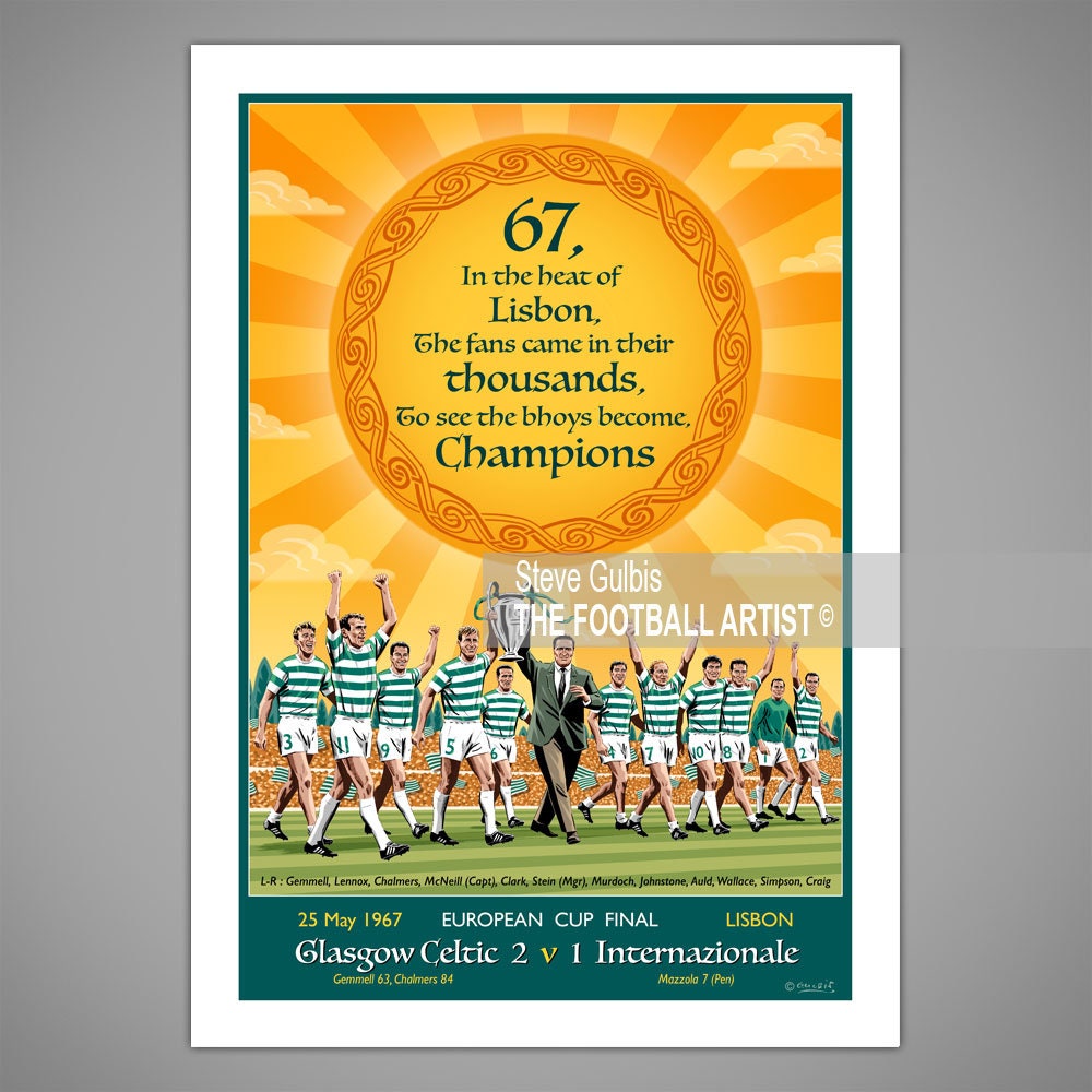 GLASGOW EUROPEAN CUP Champions 1967, Giclee Art Print, Lisbon Lions  Football Team, Soccer, Gift - Etsy, image size:1000x1000