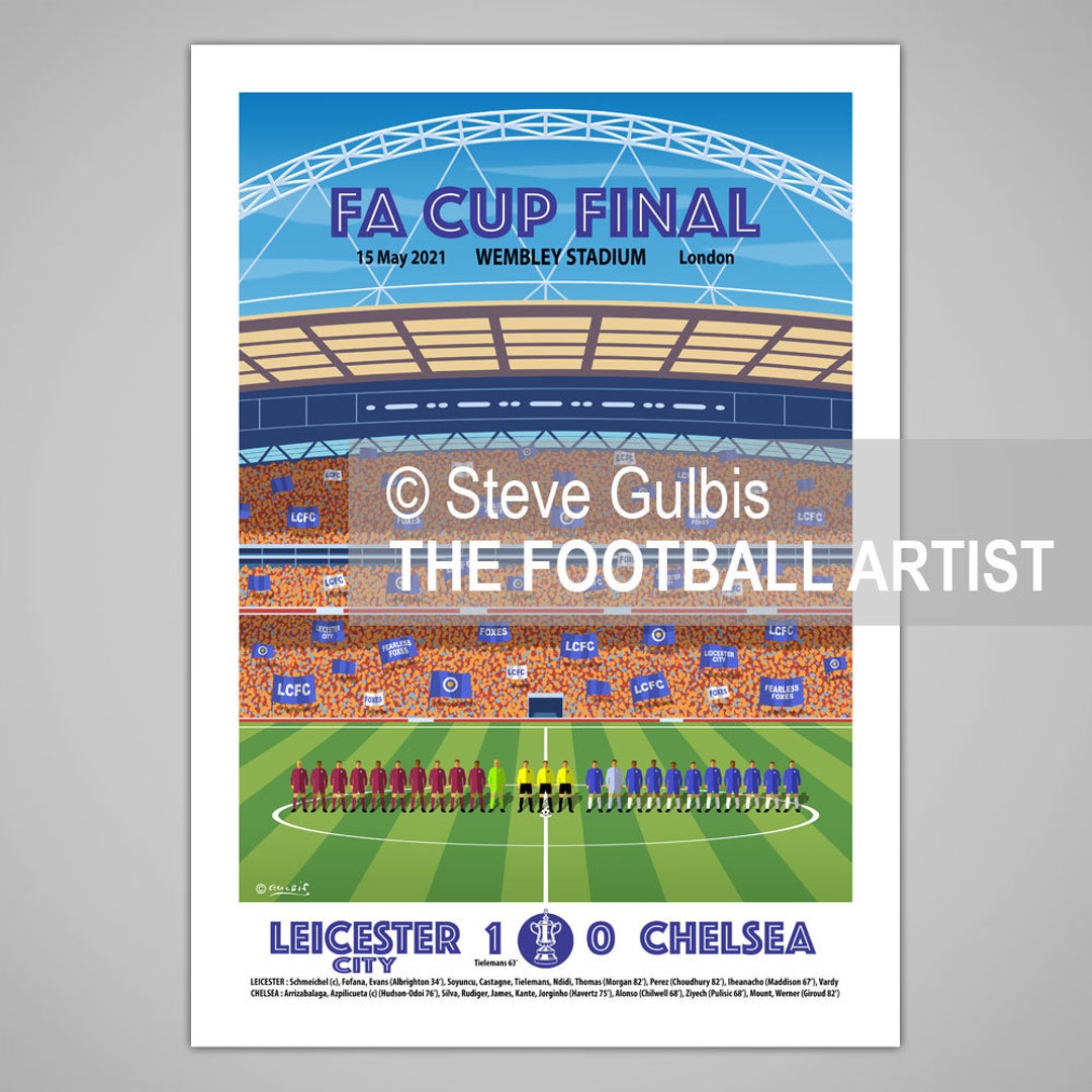 LEICESTER V CHELSEA FA Cup Final Champions 2021, Giclee Art Print