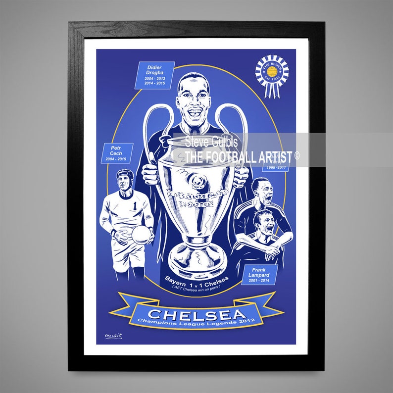 CHELSEA CHAMPIONS LEAGUE Winners 2012 Drogba Terry Lampard | Etsy