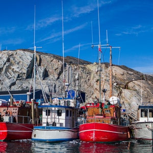 Greenland Fishing Boats Digital Download Printable: 8x10, Travel, Harbour, Harbor, Wall Art, Card, Multiple Use, Home Decor, Digital Print