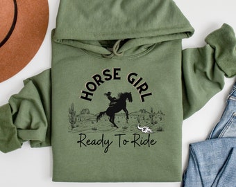 Equestrian Horse Girl Hoodie, Western Cowgirl Sweatshirt