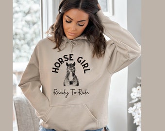 Equestrian Horse Girl Graphic Hoodie, Western Cowgirl Sweatshirt