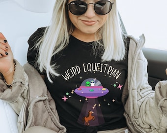 Equestrian Alien Abduction Tee, Funny Unicorn Horse UFO Shirt