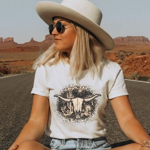 Boho Cow Skull Leopard Print Shirt, Wild West Shirt, Howdy shirt, Western Clothing, Western Graphic Tee, Cowgirl Shirt, Bull Skull Shirt