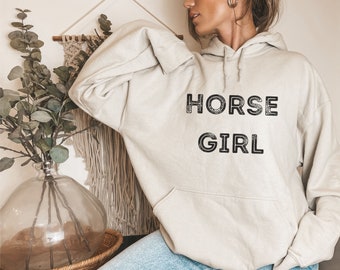 Equestrian Horse Girl Graphic Hoodie, Western Cowgirl Soft Sweatshirt