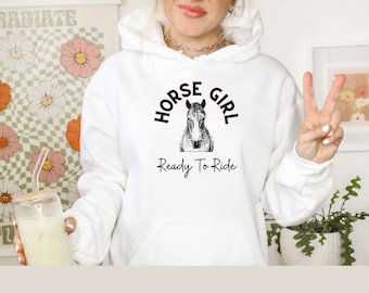 Equestrian Horse Girl Hoodie, Western Cowgirl Sweatshirt