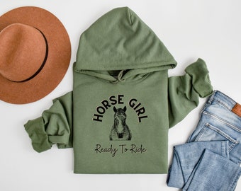 Equestrian Horse Girl Hoodie, Western Cowgirl Sweatshirt