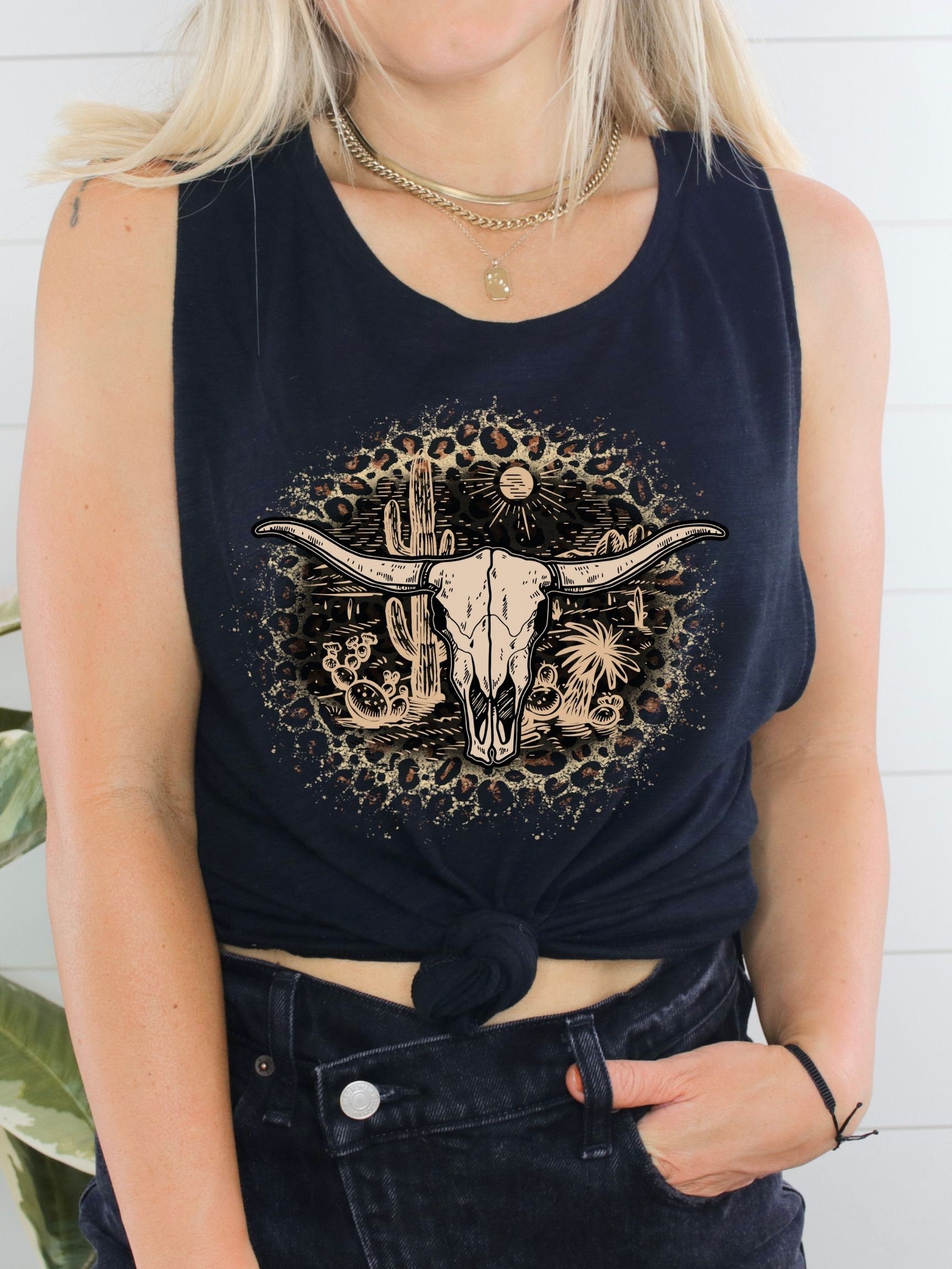 bull skull tank top