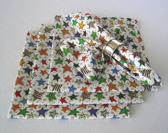 XL Christmas Cotton Napkins - Reusable Fabric Napkins, Xmas GIft Idea, Holiday Dinner Napkins, Table Linens - Set of 4 Napkins