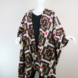 Southwest Tribal Poncho - Serape, Fleece Poncho Cape, Ruana, Desert Blanket Shawl.