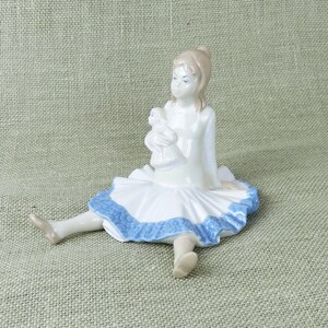 D&#39;Art SA Spain Young Girl with Doll  Porcelain Figurine, Vintage Home Decor
