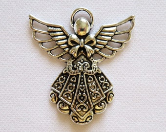3pcs Angel Charm - Silver Tone Religious Charms, Christian Pendant, Bracelet or Necklace Guardian Angel Charm -  A1