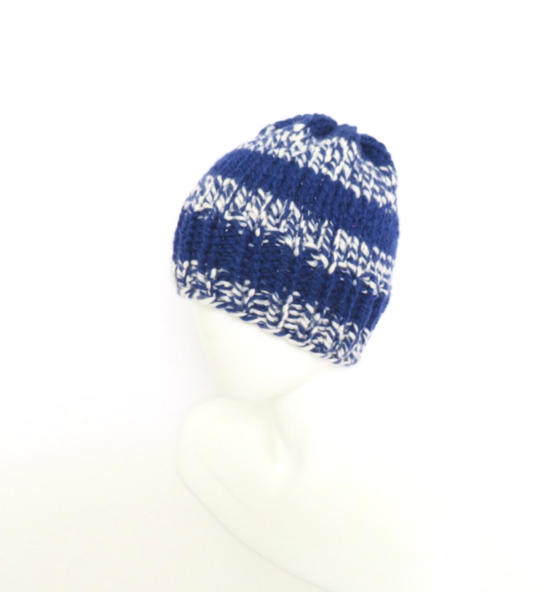 Handknit Teen Beanie Hand Knitted Hat \u2013 Mens Beanie Unisex Beanie Handmade Hat Women Beanie Christmas Gift Blue Beanie Hat
