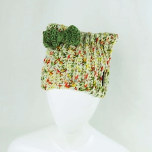 Cat Hat with Bow - Cat Ears Crochet Beanie, Kitty Hat, Cat Lover Gift, Handmade Hat - ready to ship.