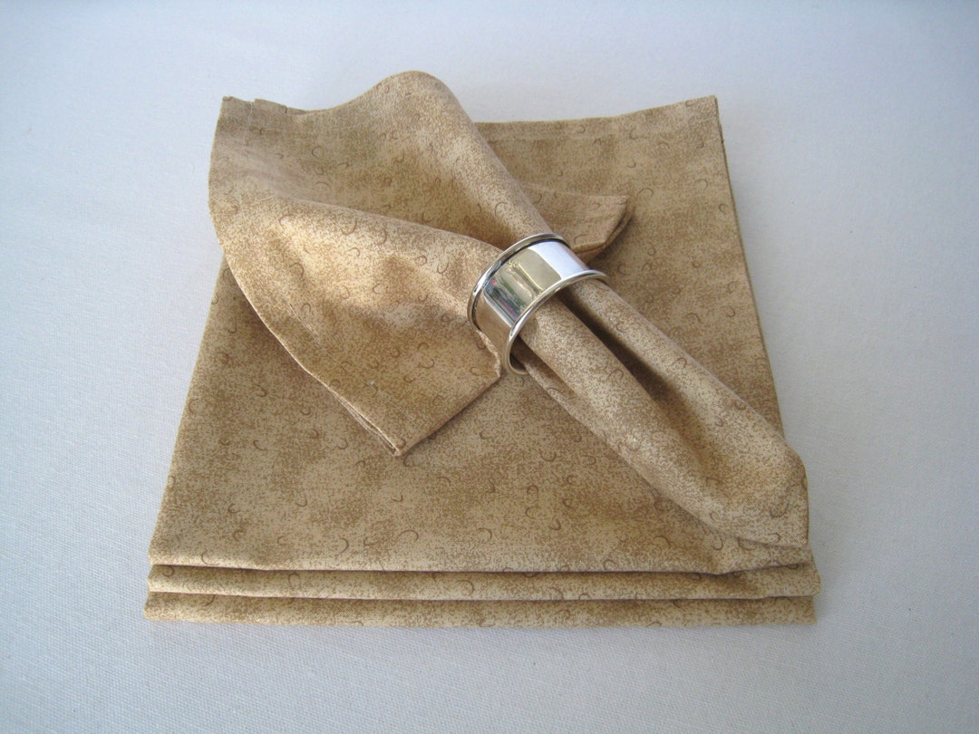 Dinner Size Fabric Napkins Beige Cotton Napkins, Handmade Cloth Napkins