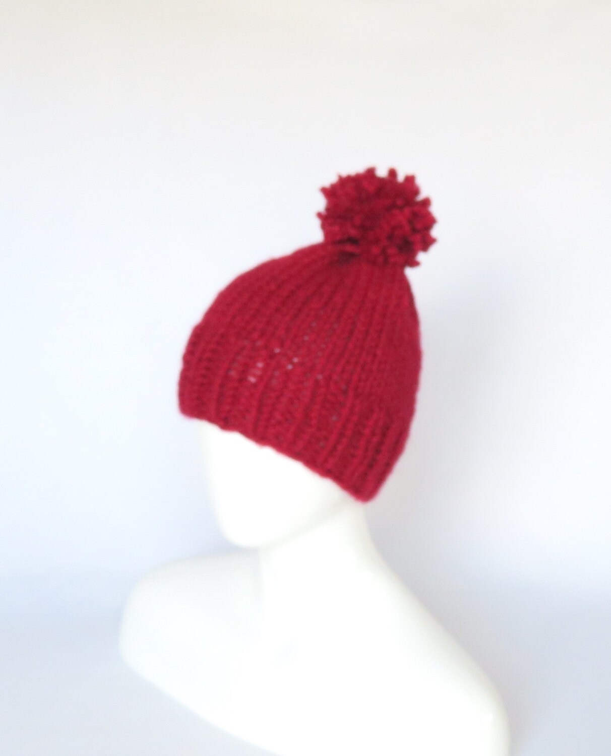 Vintage Cranberry Red Corduroy Point Top Beanie Hat Red Womens Hat - Etsy main image 2