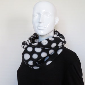 Polka Dot Fleece Cowl, Loop Scarf, Eternity Scarf, Floral Snood Hood, Neck Warmer, Christmas GIft Idea