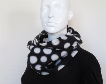 Polka Dot Fleece Cowl, Loop Scarf, Eternity Scarf, Floral Snood Hood, Neck Warmer, Christmas GIft Idea