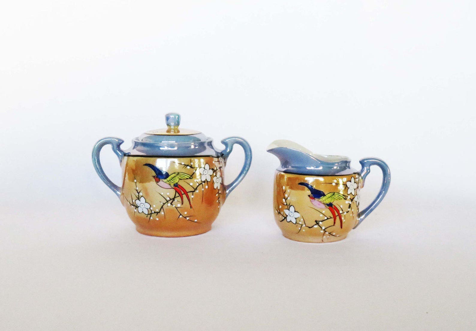 Japanese Creamer & Sugar Bowl Set TT Takito Opalescent Etsy