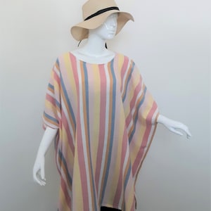 Caftan Style Tunic - Gauze Beach Cover Up - Cotton Summer Poncho Style Top - one size (small/medium to plus size)