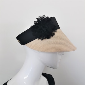 Wide Brim Straw Sun Visor | Summer Crownless Cap | Golf Visor with Adjustable Size | Tennis Visor