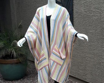 Cotton Bikini Cover-Up Caftan.  Gauze Swimsuit Coverup.  Pareo Beach Kimono.  Summer Cape Tunic.  One size (small/medium to plus size).